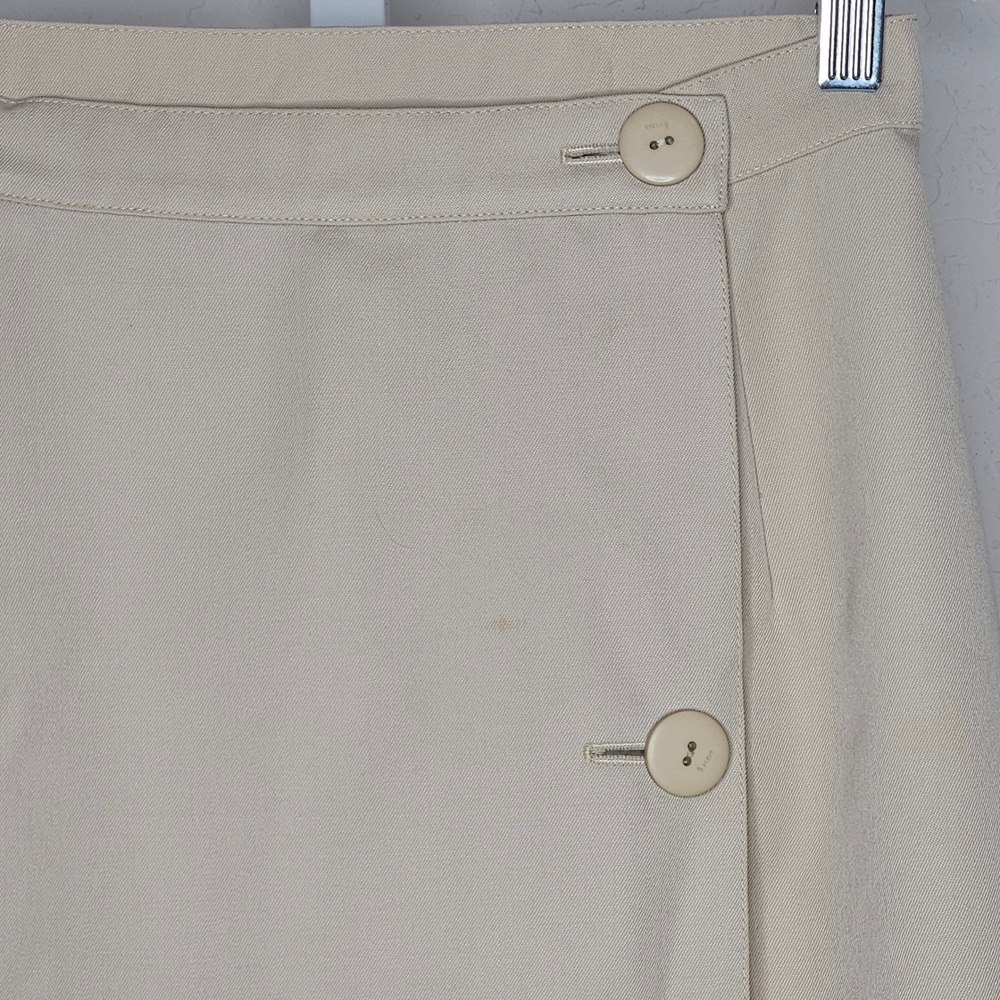 Krizia Beige Wool Wrap Pencil Skirt Made in Italy Classic Minimalist Size 2 - Picture 2 of 10